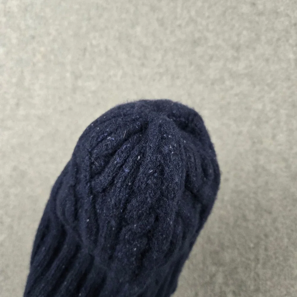 Goorin Bros Beanie Mens OS Navy Blue Cable Knit Lambswool Blend Winter Hat Logo